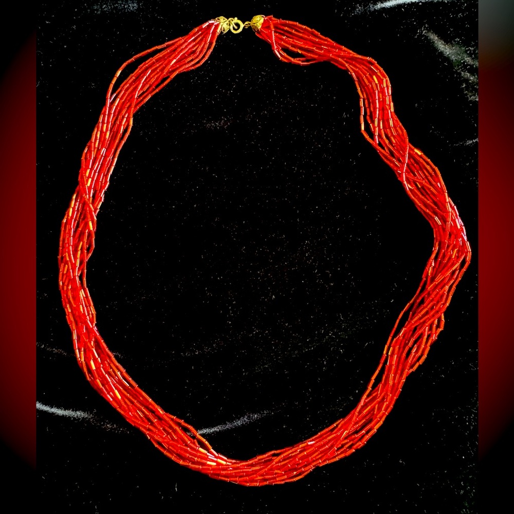 Vintage red beaded necklace